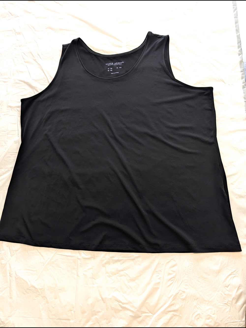 Susan Graver Essentials Black Tank Top Size 3XP Basic Capsule Classic Minimalist